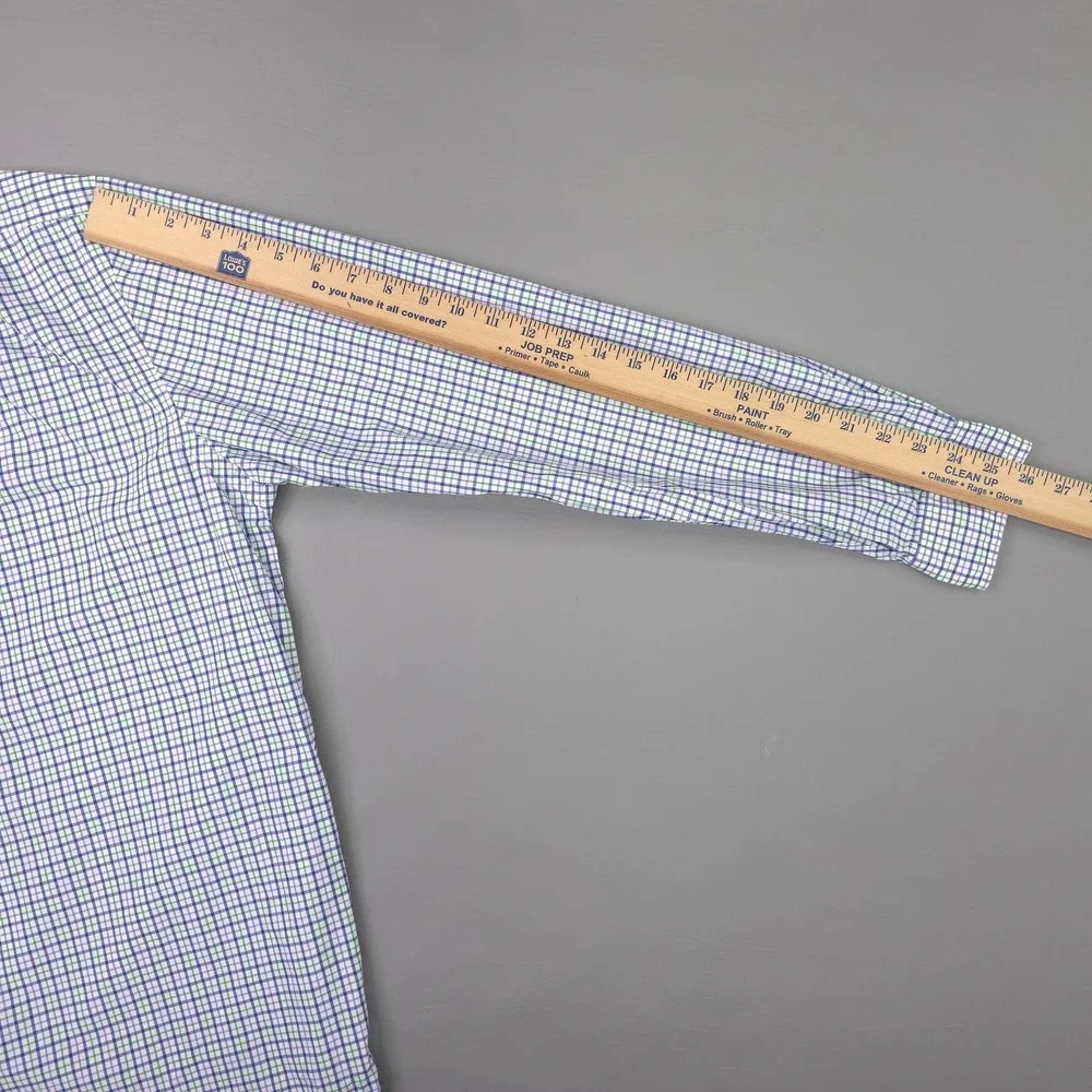 Ralph Lauren Shirt Mens Large Blue Green Check Long Sleeve Button Down Cotton
